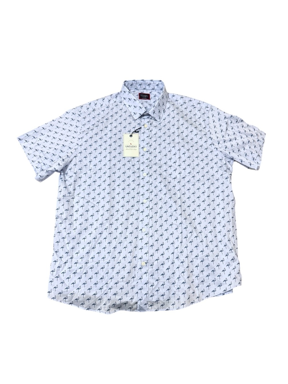UNTUCKit Flamingo Print Shirt Regular Fit Short Sleeve Casual Summer Men XXL New